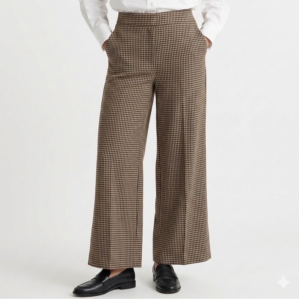 Cartonnier Wide Leg Work Pants High Rise Houndstooth Small